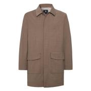 Boggi Milano Pea Coat I Teknisk Ull Brown, Herr