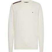 Tommy Hilfiger Herr Crew Neck Logo Tröja White, Herr