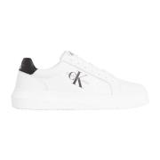 Calvin Klein Jeans ita aslappnade lädersneakers för män White, Herr