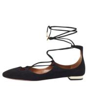 Aquazzura Pre-owned Pre-owned Mocka lgskor Black, Dam