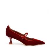 Sergio Levantesi Bordeaux Velvet Decolté med Spänne Red, Dam