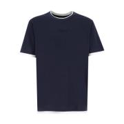 Brioni Bomull Crew-neck Broderad T-shirt Blue, Herr