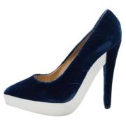 Stella McCartney Pre-owned Pre-owned Sammet klackskor Blue, Dam