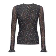 PS By Paul Smith Top med blommigt motiv Black, Dam