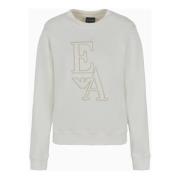 Emporio Armani Ekologisk bomullströja med broderad logotyp White, Dam