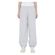 Alexander Wang Grå Crinkle Nylon Track Pants med Elastisk Midjeresår G...