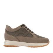 Hogan Bruna Nubuck Sneakers med Tekniska Tyginsatser Brown, Herr