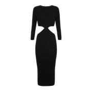 Elisabetta Franchi Svart Midi Klänning med Cut-Out Black, Dam