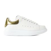 Alexander McQueen Oversize Sneakers med Lyxig Guld Krokodiltryck White...