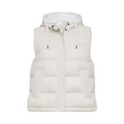 Brunello Cucinelli Vadderad huva gilet med dunfyllning White, Dam