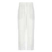 Brunello Cucinelli Vita Linneblandade Byxor med Framsida Veck White, D...