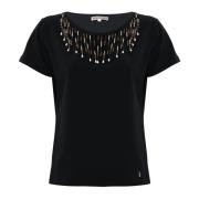 Kocca Beaded Broderad Bomullstopp Black, Dam