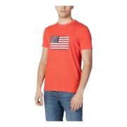 U.s. Polo Assn. Röd Tryck Kortärmad T-shirt Red, Herr