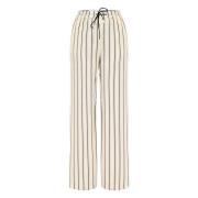 Kocca Randig Viskos Wide-Leg Byxor Beige, Dam