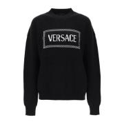 Versace Svart Ulltröja för Kvinnor Black, Dam