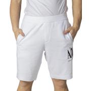 Armani Exchange Vita Tryckta Bomullsshorts White, Herr