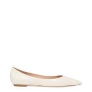 Stuart Weitzman Emilia Flat - Modern minimalistisk spetsig tå White, D...