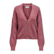 Only Rosa V-ringad Cardigan för Kvinnor Pink, Dam