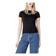 Tommy Jeans Svart Tryckt T-shirt för Kvinnor Black, Dam
