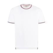 Thom Browne Vit Bomull T-shirt med Ribbade Kanter White, Herr