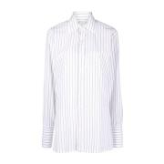 Maison Margiela Randig bomullsskjorta med klassisk krage White, Dam