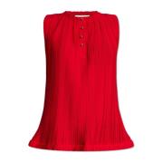 Lanvin Veckad ärmlös topp Red, Dam