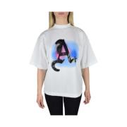 Palm Angels Air Oversized T-Shirt med Färgglad Tryck White, Dam