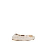 JW Anderson Nappa Ballerina med Gyllene Metalllogotyp White, Dam