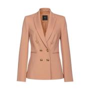 Pinko Blazer med Metallknappar i Teknisk Viskos Brown, Dam