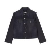 MM6 Maison Margiela Svart Ripped-Detaljerad Denimjacka Black, Dam