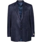 Canali Marinblå rutig blazer Blue, Herr