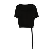 Rick Owens Svart ärmlös T-shirt med ribbad rund hals Black, Dam