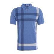 Barbour Oversized Tartan Polo Shirt i Chambray Blue, Herr