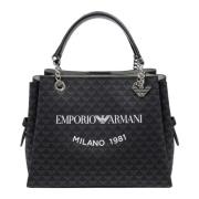 Emporio Armani Handväska med Justerbar Rem och Logomönster Black, Dam