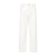 Kenzo Vita jeans med brodyr och kontraststickningar White, Herr