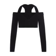 Alexander McQueen Snygg Svart Crop Top med Utskärning Black, Dam