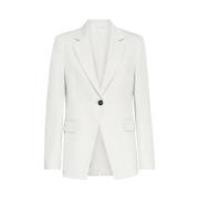 Brunello Cucinelli Vit Gabardine Blazer med Kavajslag White, Dam