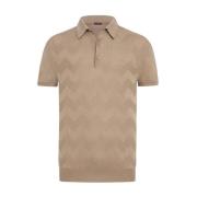 Kiton Polo T-shirt med präglad vågmönster Beige, Herr