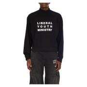 Liberal Youth Ministry Logo Print Turtleneck Sweatshirt Black, Herr