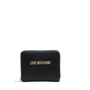 Love Moschino Stilren Bi-Fold Pl?nbok med Flera Fack Black, Dam