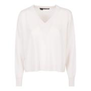 360Cashmere Cashmere V-Neck Sweater High Low White, Dam