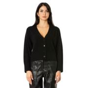 Vanisé Kort Cashmere Cardigan - Svart Black, Dam