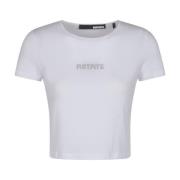 Rotate Birger Christensen Vit Cropped Logo T-Shirt White, Dam