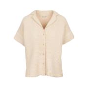 Masscob Kräm Loose Fit Präglad Skjorta Beige, Dam