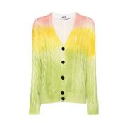 Msgm Handmålad Cable-Knit Cardigan Multicolor, Dam