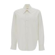 ERL Tryckt Button Up Skjorta White, Herr