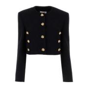 Alexander McQueen Svart ullblandad blazer Black, Dam