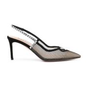 Aquazzura Svart Strass Öppen Rygg Tex Salon Black, Dam