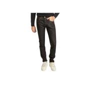 Momotaro Jeans Smal passform indigo jeans med vita ränder Black, Herr