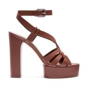 Casadei Ikonisk Lädersandal med Geometrisk Design Brown, Dam